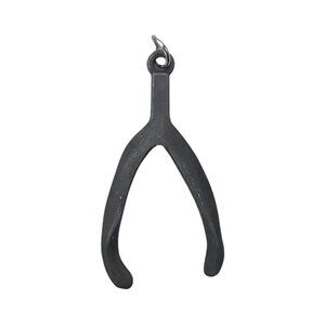 Wishbone Necklace Pendant Minimalist Dark Grey/Gray Metal